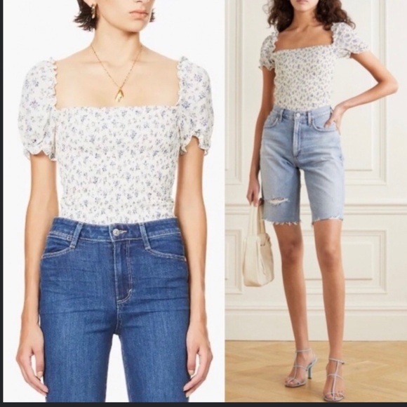 JAPNA Smocked Cropped Tops Pink & Blue L - Picture 8 of 11